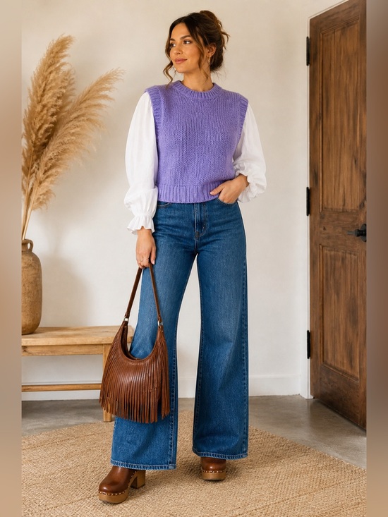 Rae Feather Sweaters - Rae Feather Alpaca Blend Chunky Knit Sweater Vest Lilac Purple NWT